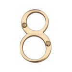 M Marcus Heritage Brass Numeral 8 - Face Fix 76mm Slimline font